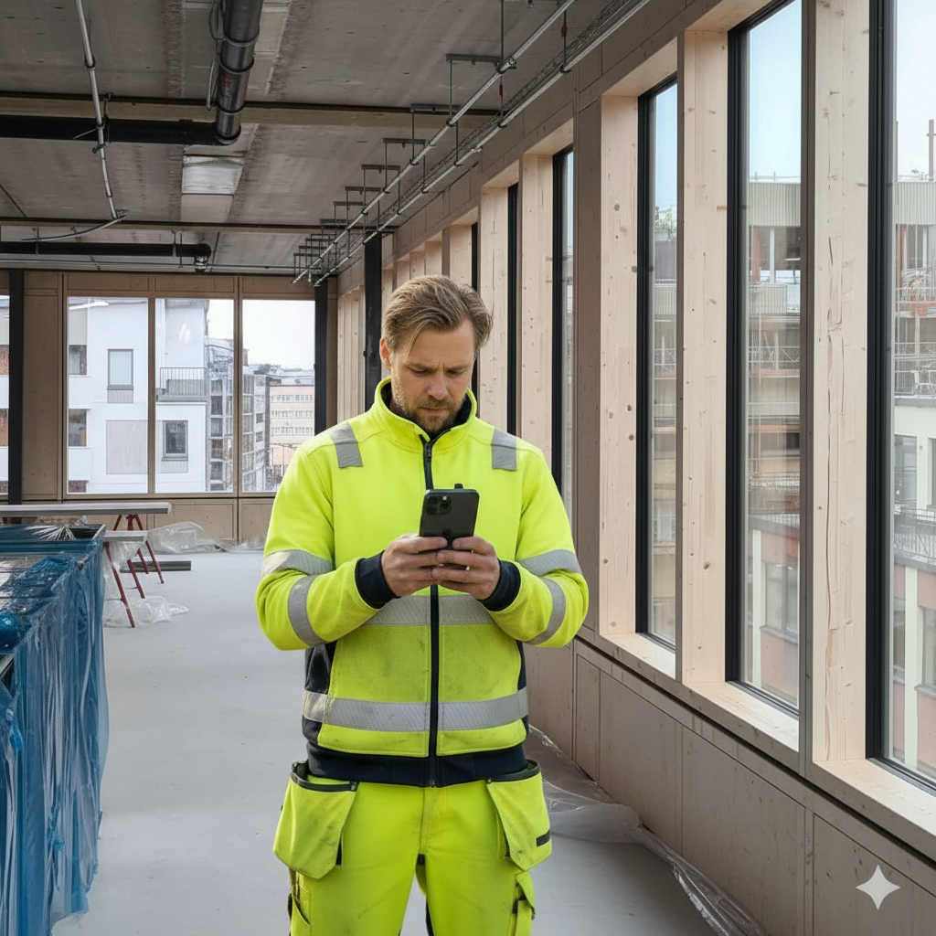 Byggeplass med HMS-dokumentasjon