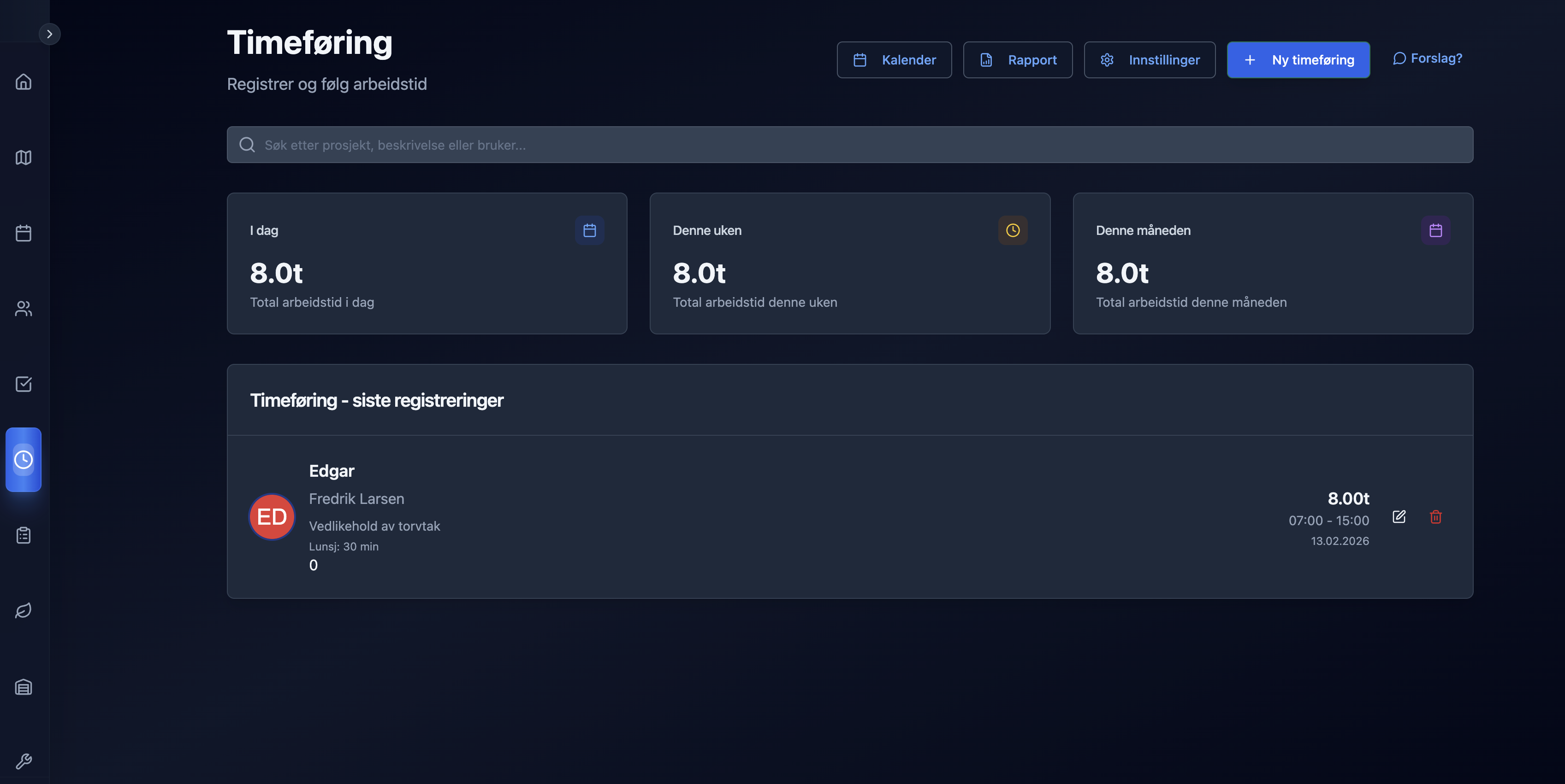 Timeregistrering på mobil